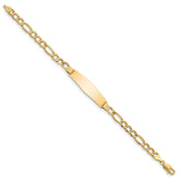14k Polished Semi-Solid Chain/Solid Plate Figaro Link Soft Diamond Shape 34x10mm Plate 8 inch ID Bracelet